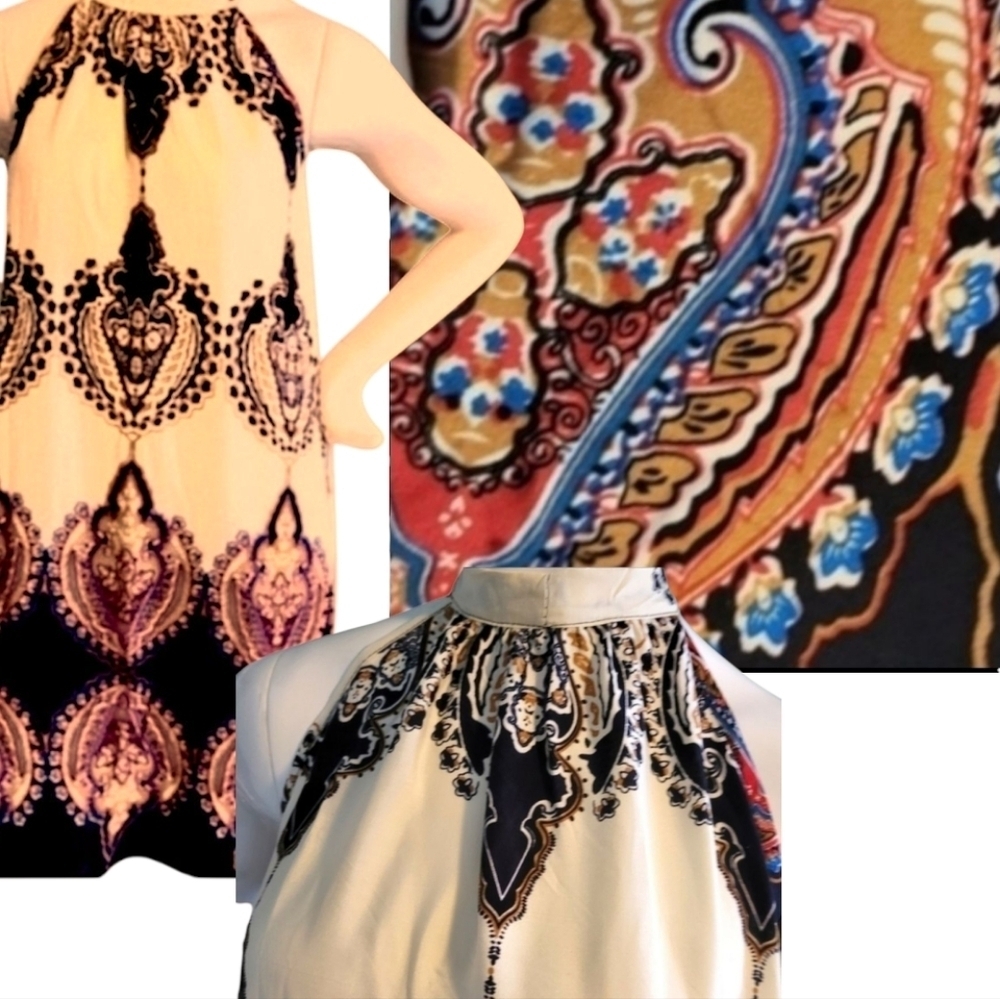 Boho Halter Neck dress L NWT